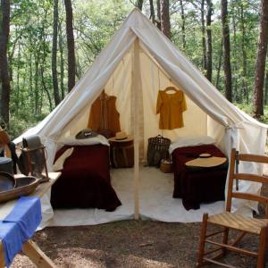 A militia tent from the Minutemen, who reenact wars from American history.