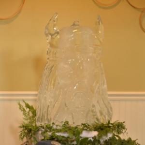Frank Peralis sculpted the viking mascot out of ice.