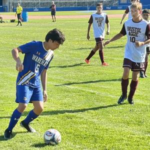 A Wareham soccer player corrals the ball during the team's 6-1 win on Tuesday, Sept. 8. Photo by Christian Uva