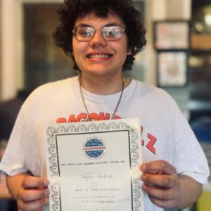 Andrade is attending New England College for a fine arts degree in comic art design.