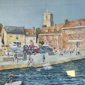 Riddle gifted Claire Smith a painting of Wareham, England, painted by a local artist.