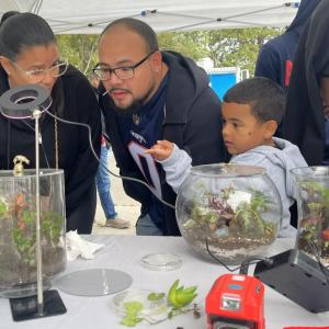Rick Lepel displayed his terrariums, inviting people to get a closer look.