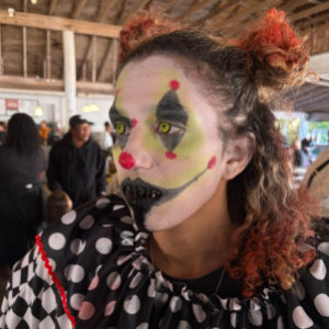 Spooky clown makeup.