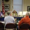 Amy Hartley-Matteson and Geoff Swett speak with the Select Board. Photo by Brandy Muz