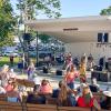 Fans dance in front of the Lillian Gregerman Bandshell during Violin River's performance. Photo by Christian Uva