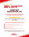 Red Robin Gourmet Burgers in Wareham will be donating 20% of sales on Thursday, May 21, 2026, from 11 a.m. - 9 p.m. to the Onset Bay Association! Please mention this when ordering, whether dining in or taking it to-go. Red Robin is located at Wareham Crossing, 2421 Cranberry Highway, Wareham, MA. The OBA-Onset Bay Association is a nonprofit organization based in Onset since 1992. We host a full calendar of free/low cost community events and Beautification projects year-round. Learn more about the Onset Bay 